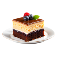 AI generated Cake on Plate Isolated on Transparent Background png