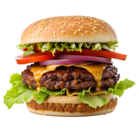 ai generiert lecker Burger schnell Essen Mahlzeit isoliert auf transparent Hintergrund png