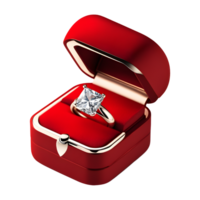 AI generated Engagement Ring in Red Box Isolated on Transparent Background png