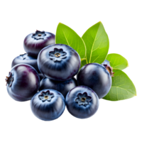 AI generated Blueberry with Leaf Isolated on Transparent Background png