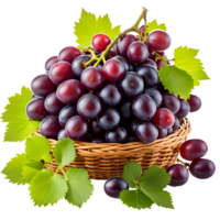 AI generated Grapes in a Basket Isolated on Transparent Background png