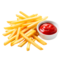 AI generated French Fries with Ketchup Isolated on Transparent Background png