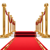 AI generated Red Carpet with Golden Barriers Isolated on Transparent Background png