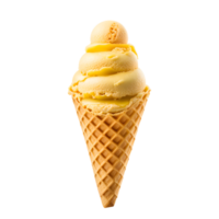 ai generado amarillo hielo crema cono aislado en transparente antecedentes png