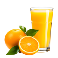 AI generated Glass of Orange Juice and Orange Isolated on Transparent Background png