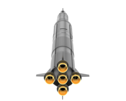 Rocket isolated on background. 3d rendering - illustration png