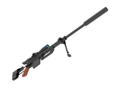 Firearm with scope isolated on background. 3d rendering - illustration png