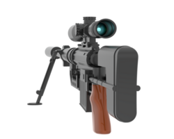 arma de fogo com escopo isolado em fundo. 3d Renderização - ilustração png