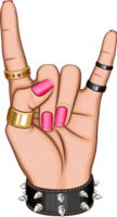 Female Hand in Rock Gesture illustration. Heavy Metal Sign png