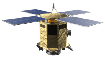 ruimte satelliet in een baan om de aarde in ruimte. 3d renderen - illustratie png