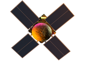 ruimte satelliet in een baan om de aarde in ruimte. 3d renderen - illustratie png