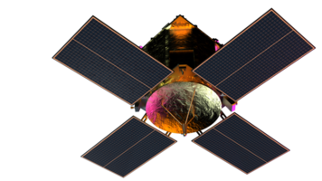 ruimte satelliet in een baan om de aarde in ruimte. 3d renderen - illustratie png