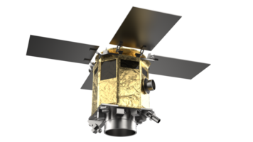 Space satellite orbiting in space. 3d rendering - illustration png