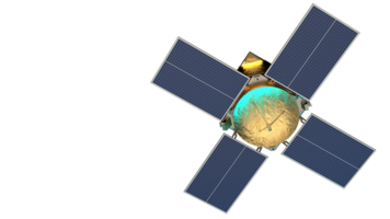 ruimte satelliet in een baan om de aarde in ruimte. 3d renderen - illustratie png