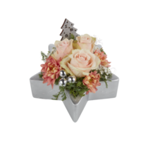Bouquet of fresh flowers in a ceramic vase cut out isolated transparent background png