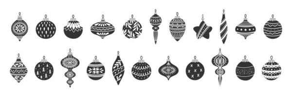 Baubles set for Christmas tree, vector illustration.