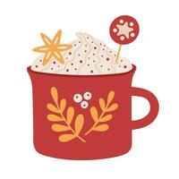 Vector illustration of a winter hot drink in a cute cup.