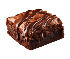 AI generated piece of tasty chocolate brownie isolated on a transparent background, PNG