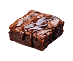 AI generated piece of tasty chocolate brownie isolated on a transparent background, PNG