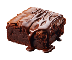 AI generated piece of tasty chocolate brownie isolated on a transparent background, PNG