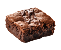 AI generated piece of tasty chocolate brownie isolated on a transparent background, PNG