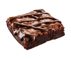 AI generated piece of tasty chocolate brownie isolated on a transparent background, PNG