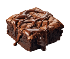 AI generated piece of tasty chocolate brownie isolated on a transparent background, PNG