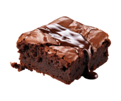 AI generated piece of tasty chocolate brownie isolated on a transparent background, PNG