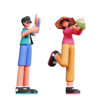 3D Character Couple Holiday Illustration png