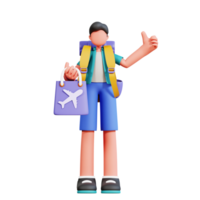 3d personaggio maschio vacanza illustrazione png