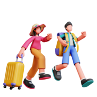 3d personnage couple vacances illustration png