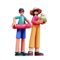 3d personnage couple vacances illustration png