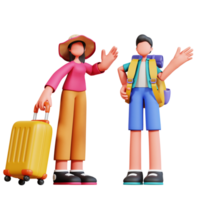 3d personnage couple vacances illustration png