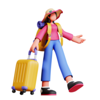 3d personaggio femmina vacanza illustrazione png