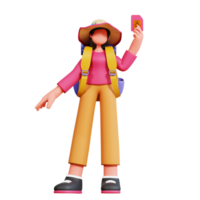 3d personnage femelle vacances illustration png