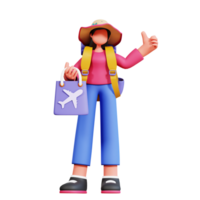 3d personnage femelle vacances illustration png