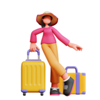 3d personnage femelle vacances illustration png