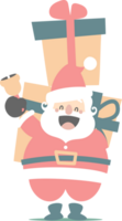 merry christmas and happy new year with cute santa claus and gift box, flat png transparent element cartoon character design