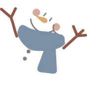 merry christmas and happy new year with cute snowman, flat png transparent element cartoon character design