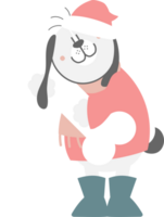 merry christmas and happy new year with cute dog and bone, flat png transparent element cartoon character design