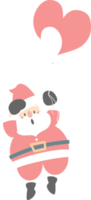 merry christmas and happy new year with cute santa claus and heart balloon, flat png transparent element cartoon character design