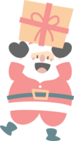 alegre Natal e feliz Novo ano com fofa santa claus e presente presente caixa, plano png transparente elemento desenho animado personagem Projeto