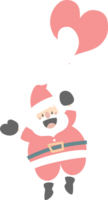 merry christmas and happy new year with cute santa claus and heart balloon, flat png transparent element cartoon character design