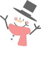 merry christmas and happy new year with cute snowman, flat png transparent element cartoon character design