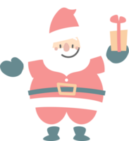 merry christmas and happy new year with cute santa claus and present gift box, flat png transparent element cartoon character design