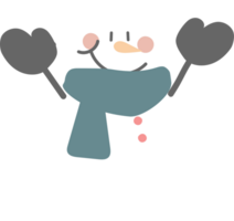 merry christmas and happy new year with cute snowman, flat png transparent element cartoon character design