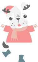 merry christmas and happy new year with cute dog, flat png transparent element cartoon character design