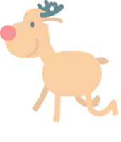 merry christmas and happy new year with cute reindeer, flat png transparent element cartoon character design