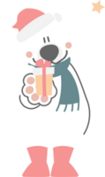 merry christmas and happy new year with cute polar bear and gift box, flat png transparent element cartoon character design