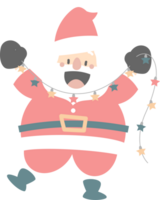 merry christmas and happy new year with cute santa claus and christmas light, flat png transparent element cartoon character design